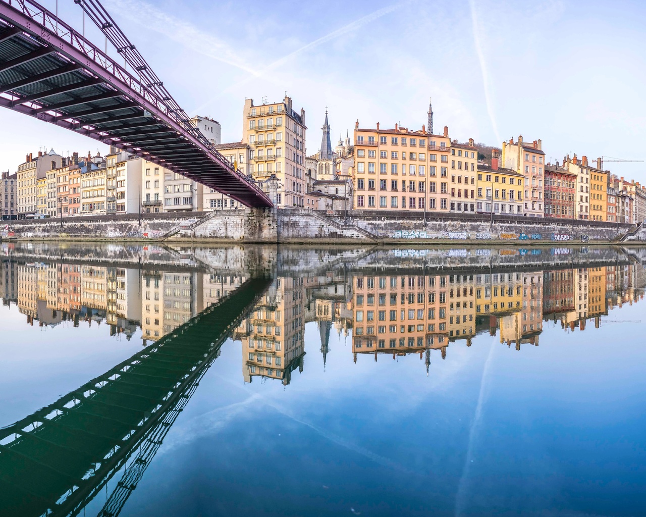 saone, pont de la feuillee, lyon, france