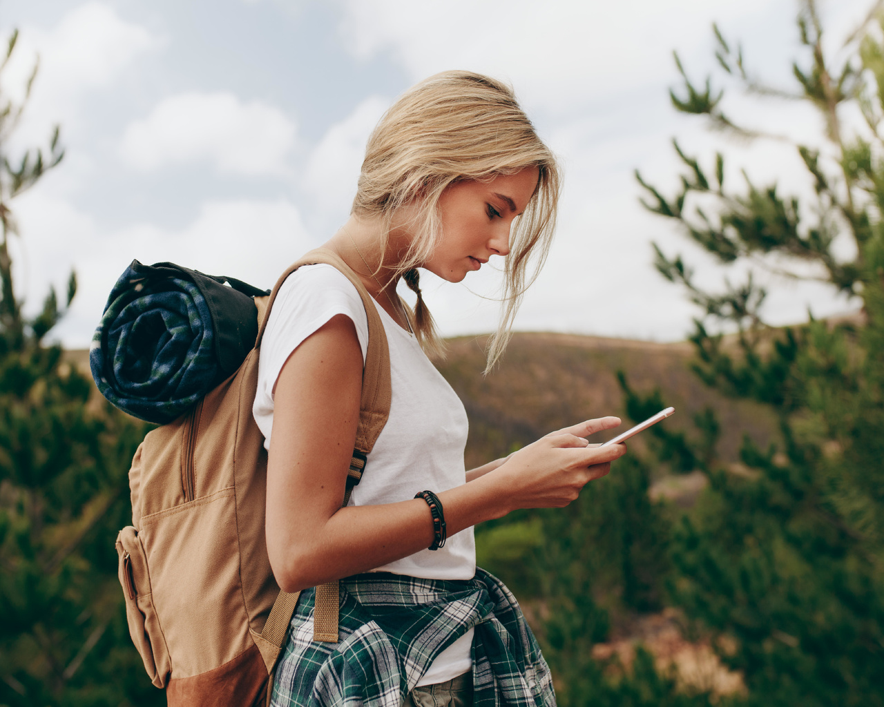 nature, woman, travell, mobile phone