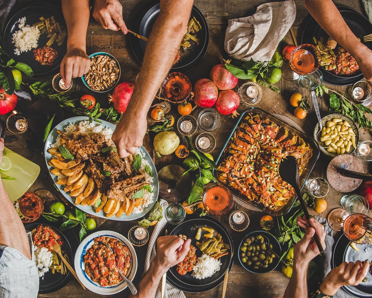 family feast, table, turkish dishes