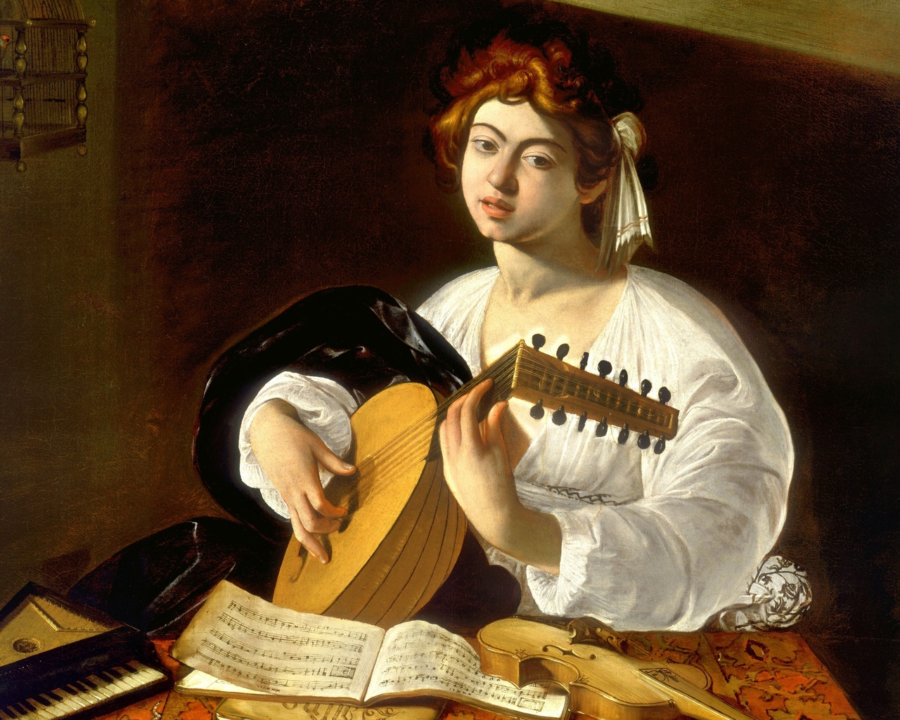 caravaggio, italian, 1595, the lute player