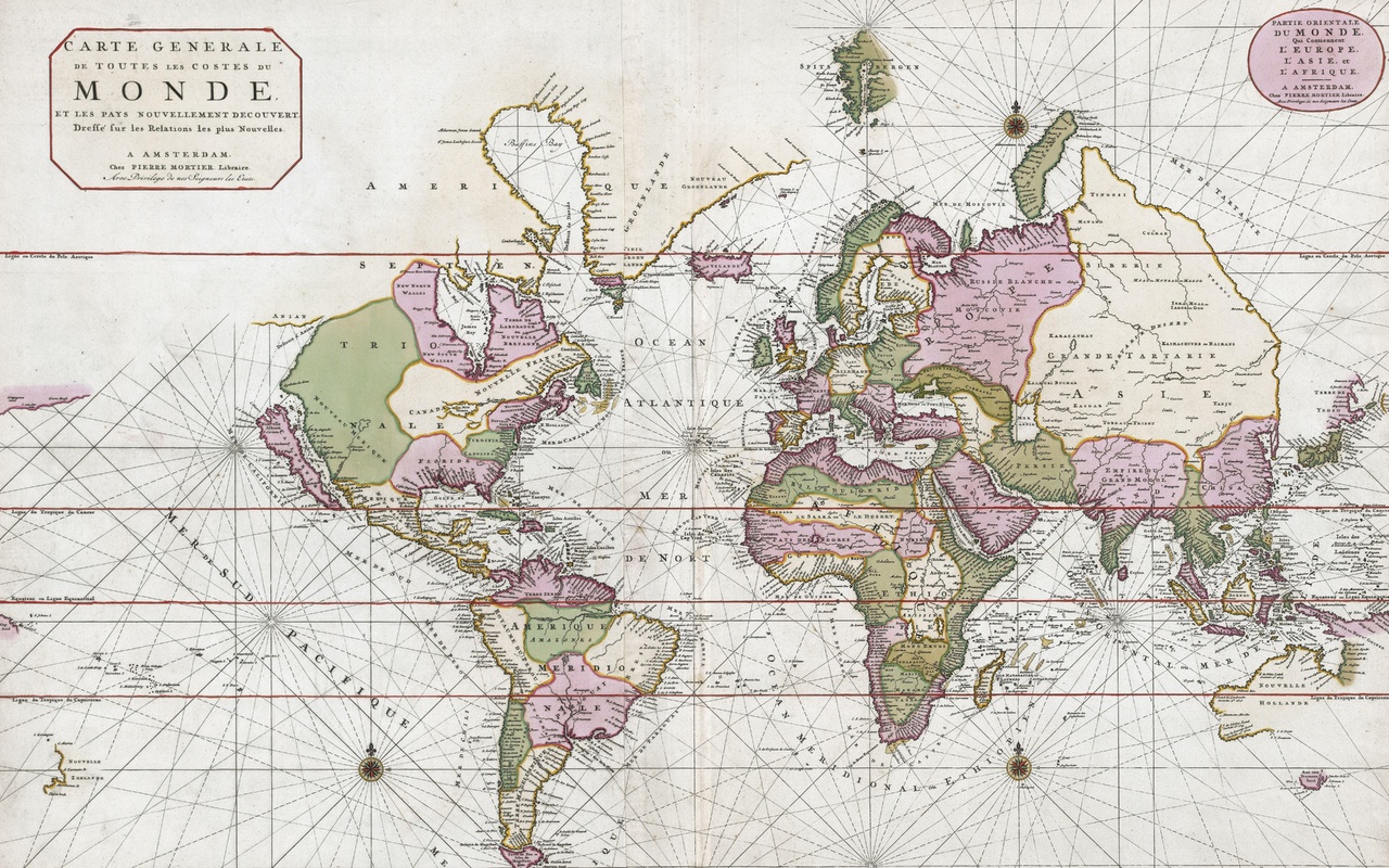 ancient world maps, 1693, pierre mortier, world map