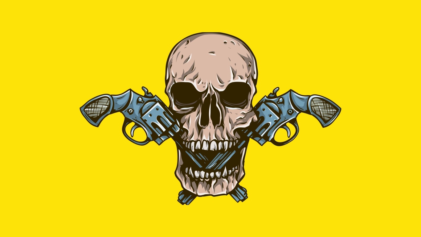 skull, guns, jaw, bone