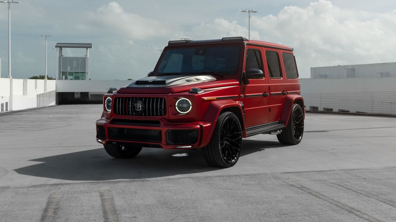 mercedes, mercedes-benz, g class, red, brabus, parking, amg