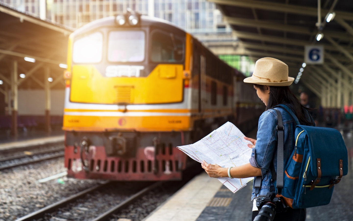 travel, train, railway platform, thailand