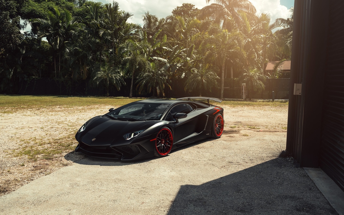 lamborghini, black, aventador