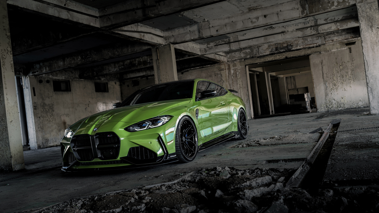 bmw, bmw m4, coupe, adro, green, sportcar, building