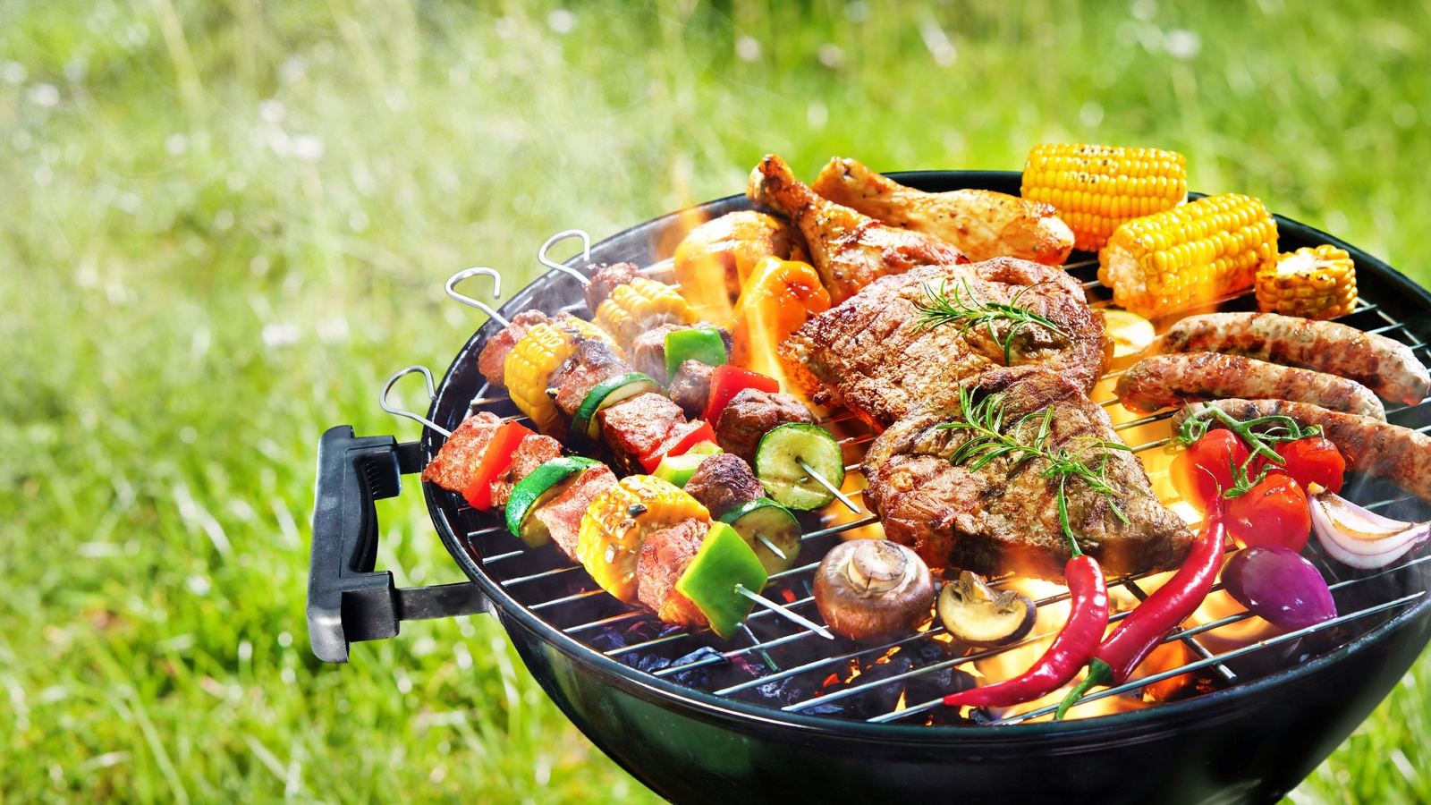 flame grilled foods, most delicious fish meat vegetable and dessert dishes for the barbecue, festive barbecues