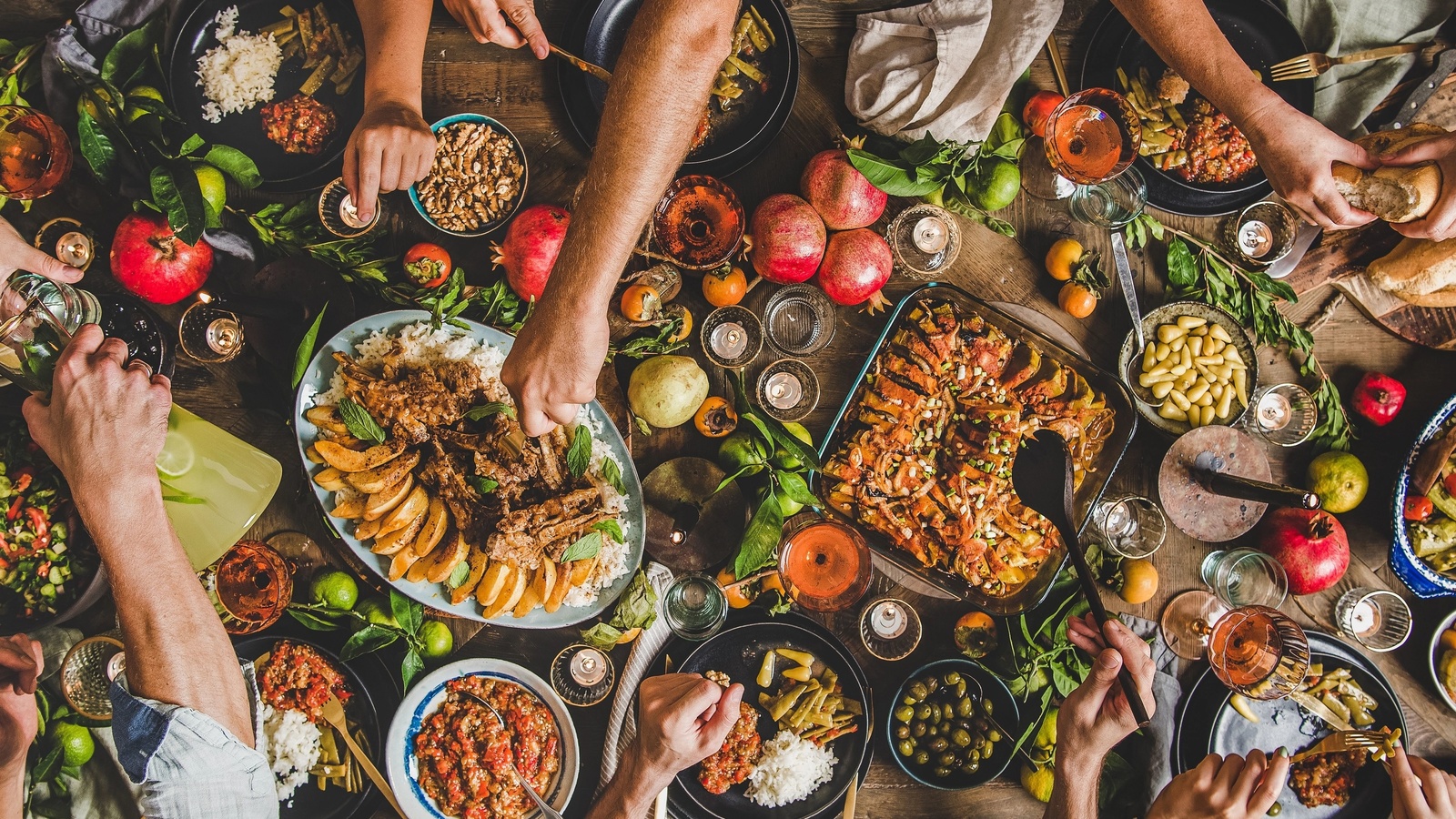 family feast, table, turkish dishes