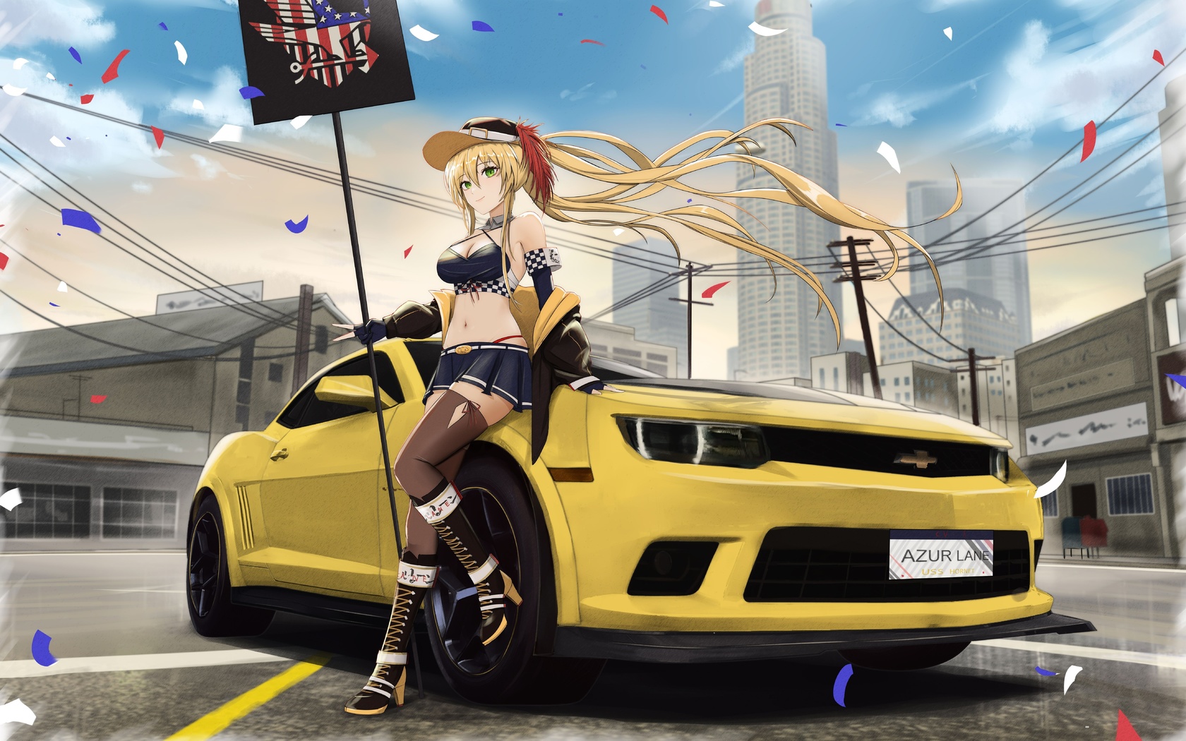 chevrolet camaro, racing car, anime