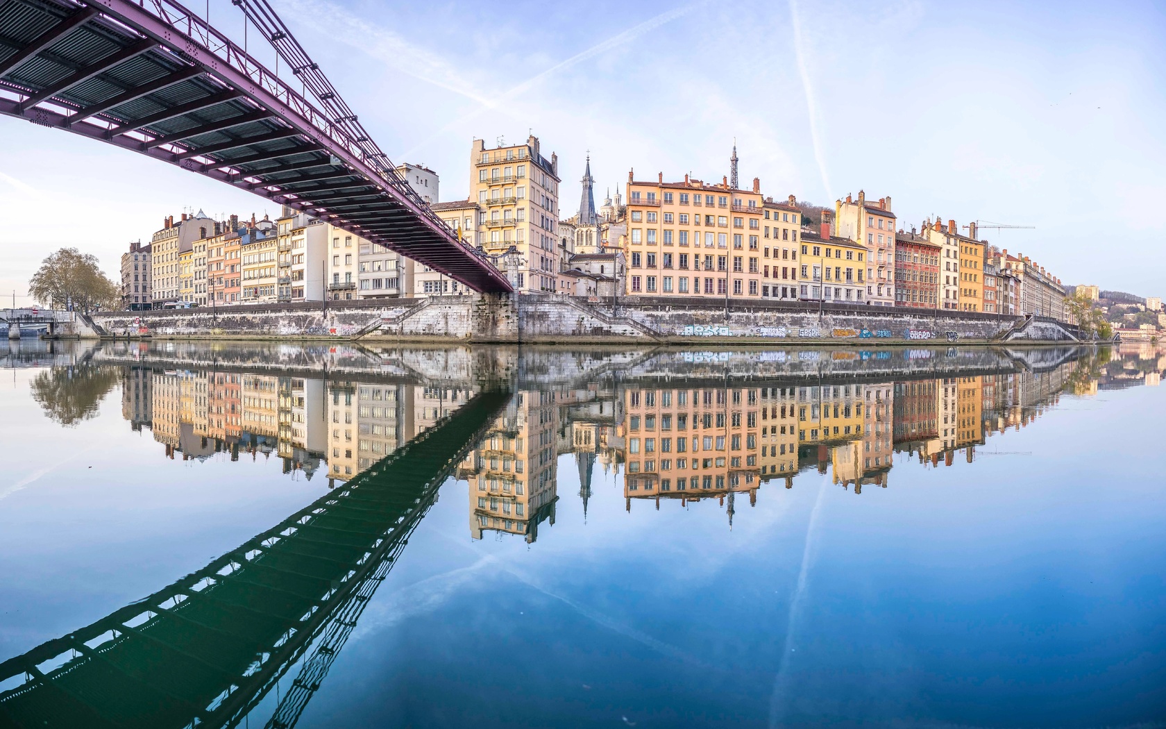 saone, pont de la feuillee, lyon, france