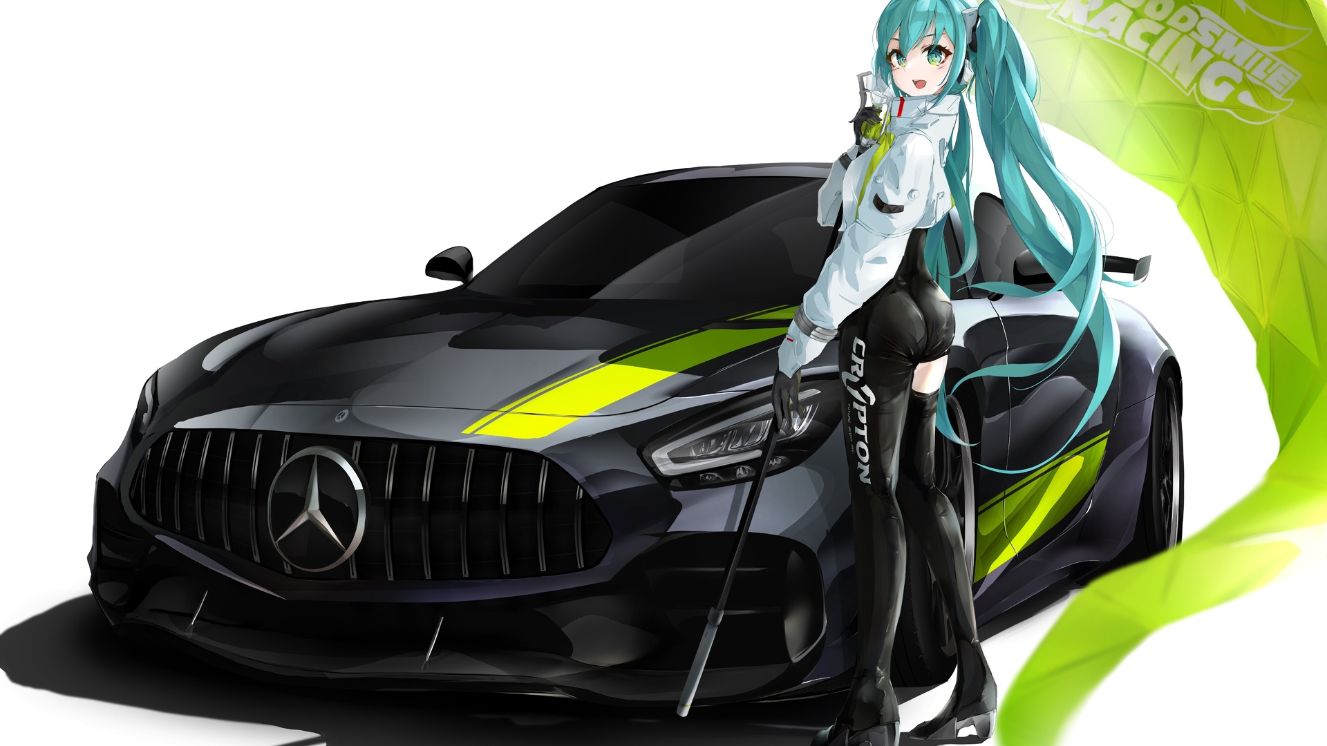 mercedes-amg gt r pro, racing car, anime