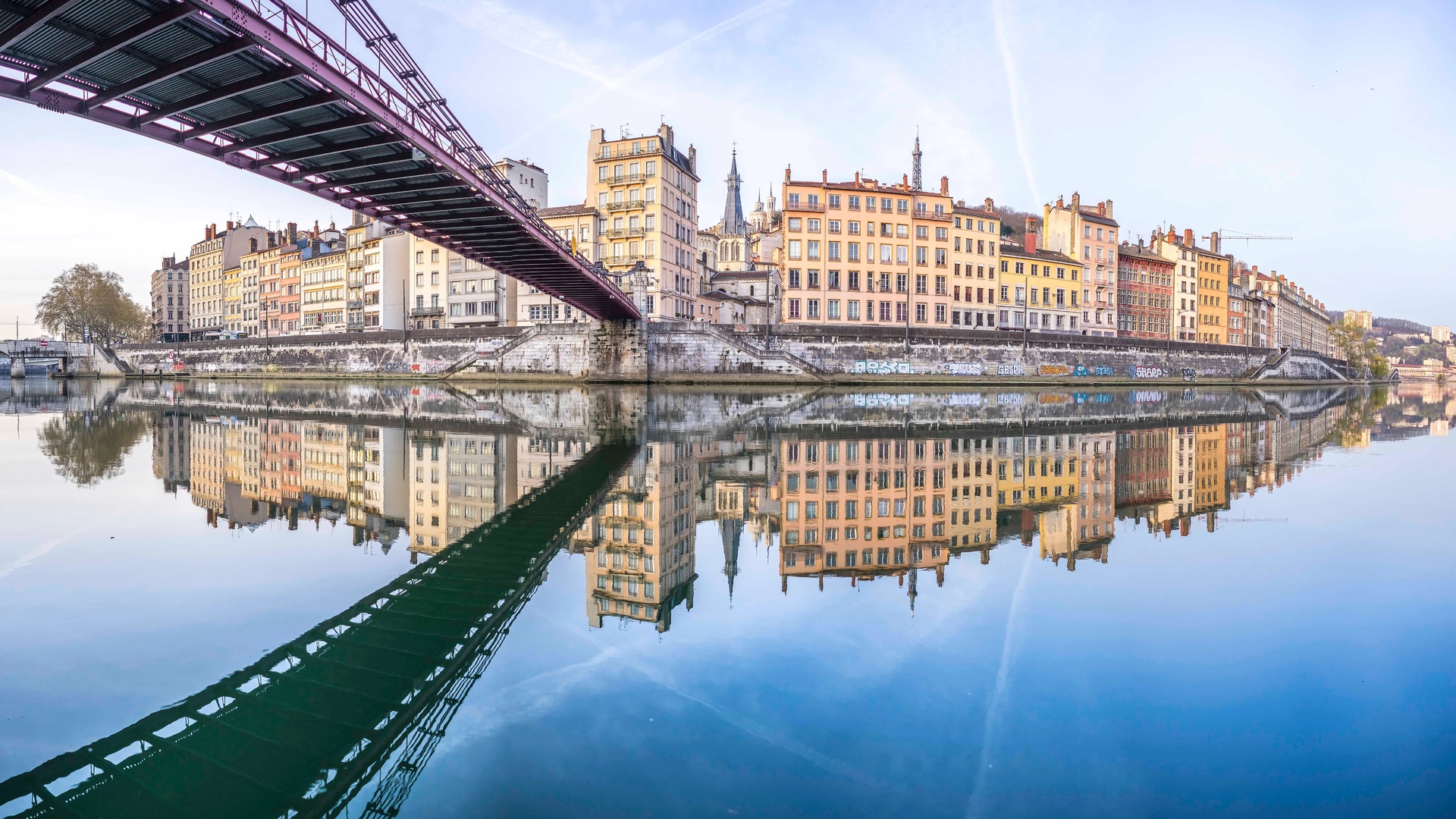 saone, pont de la feuillee, lyon, france