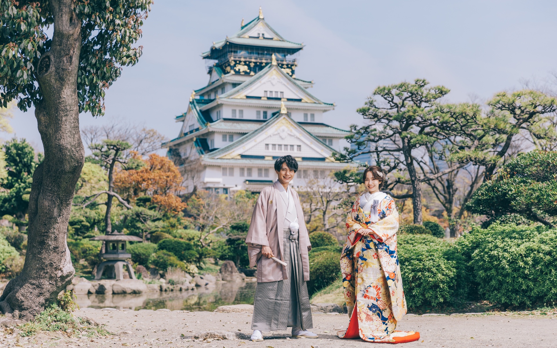 main tower, osaka castle park, urban park, osaka