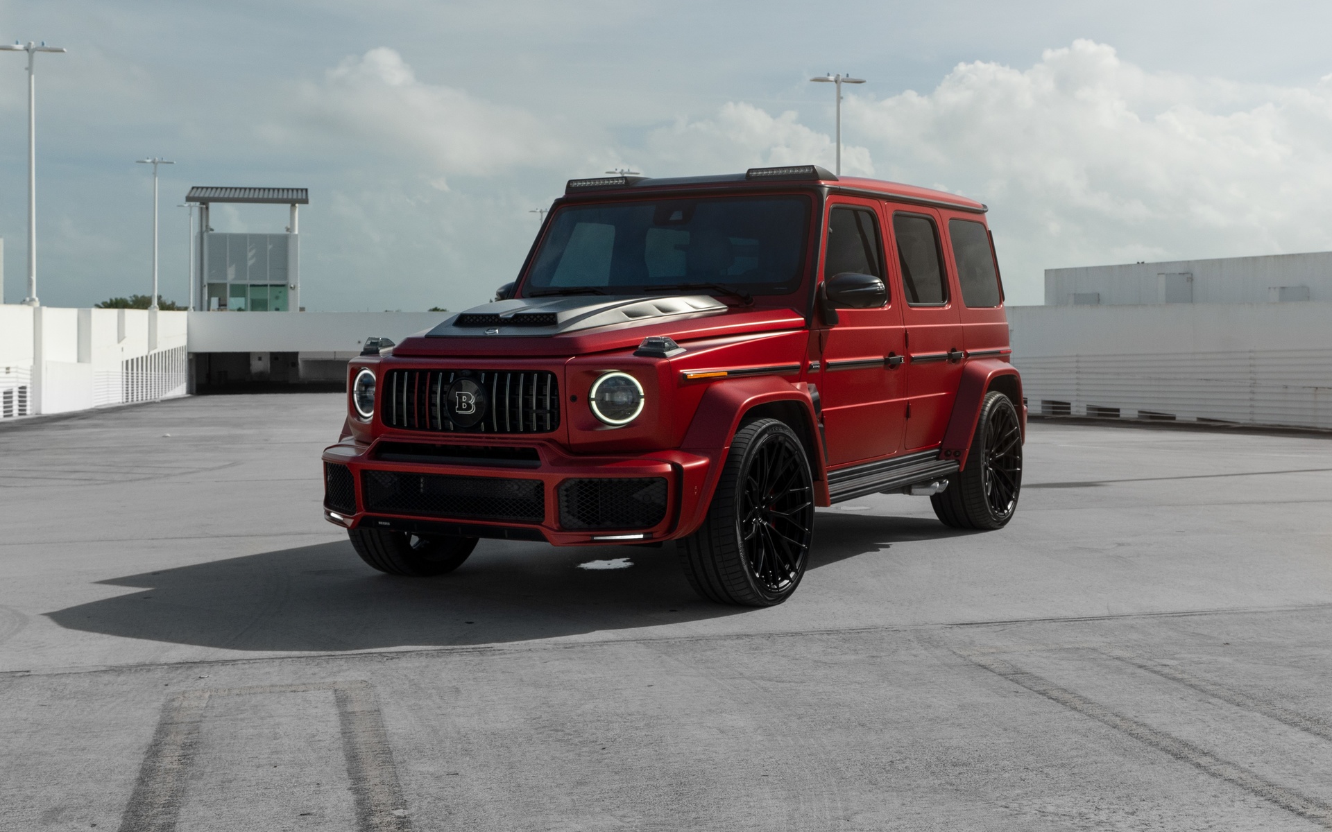 mercedes, mercedes-benz, g class, red, brabus, parking, amg