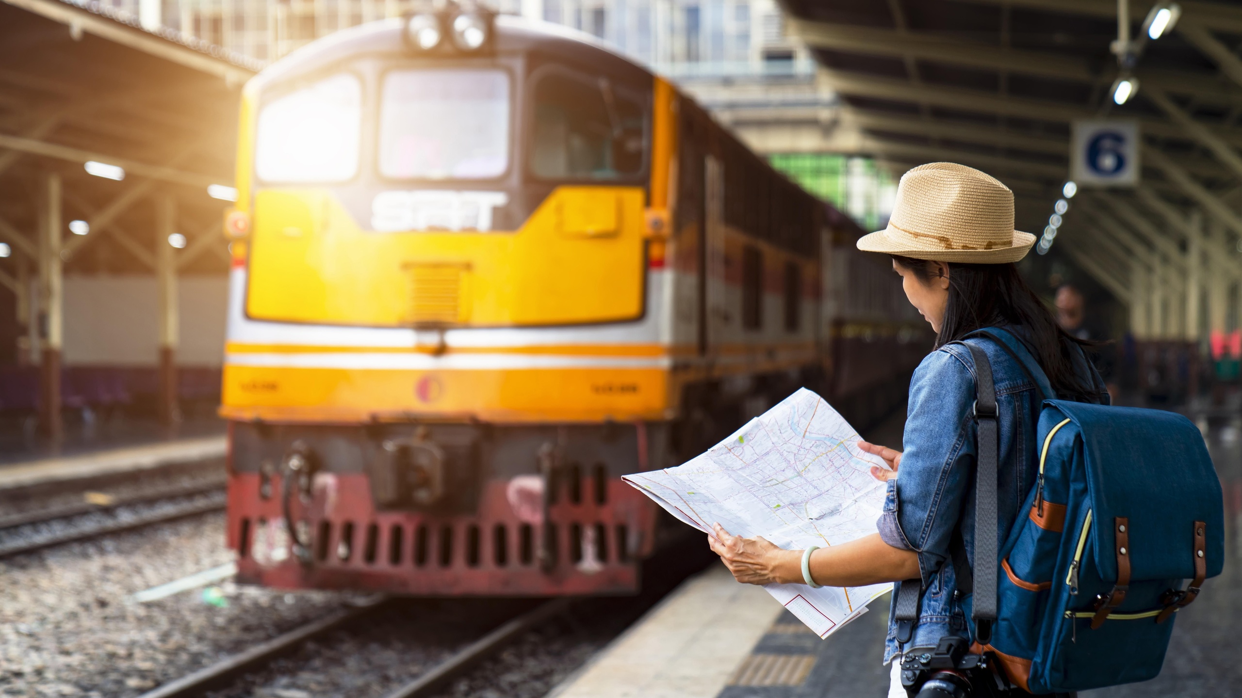 travel, train, railway platform, thailand