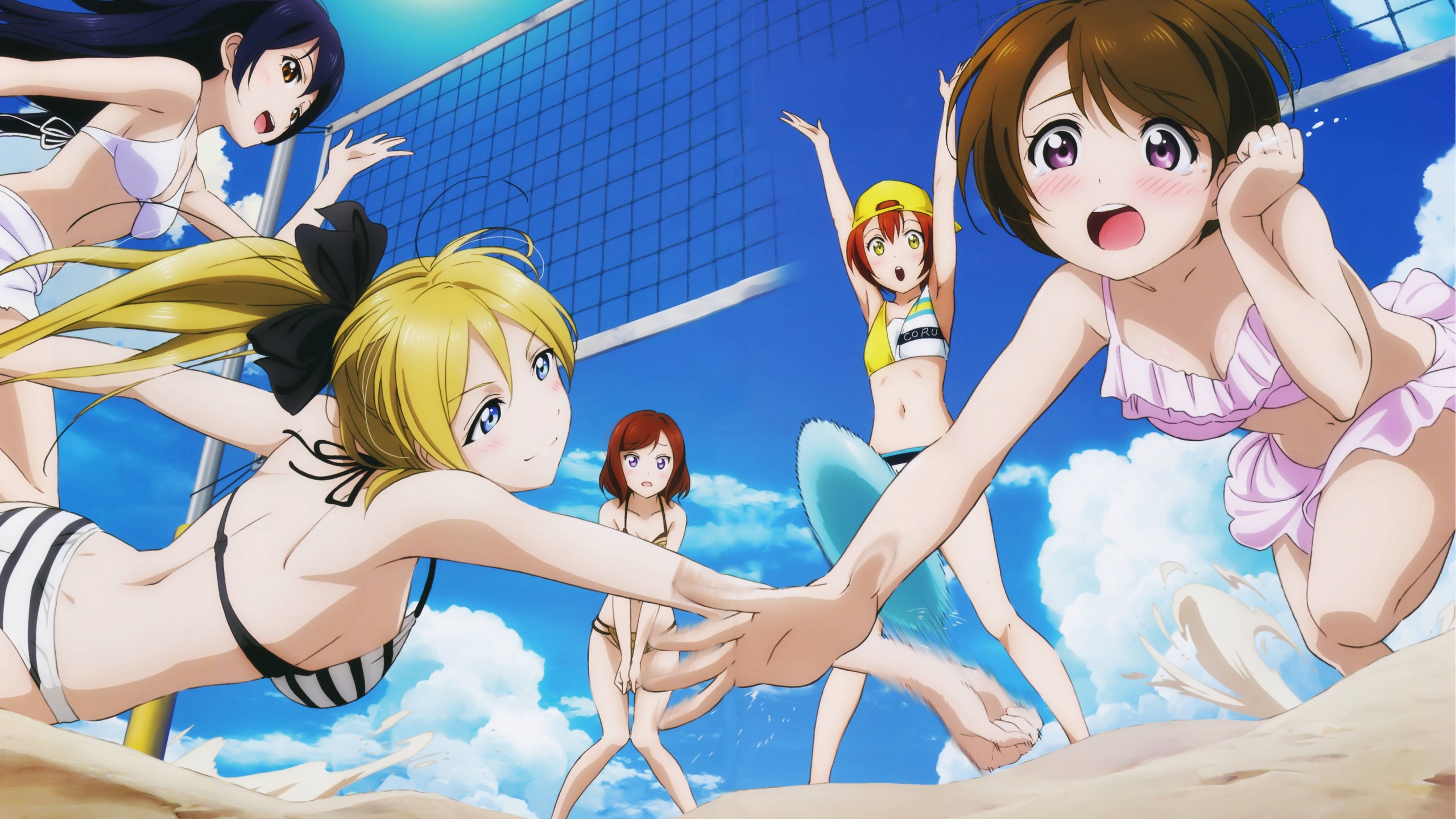 anime, girls, beach volleyball