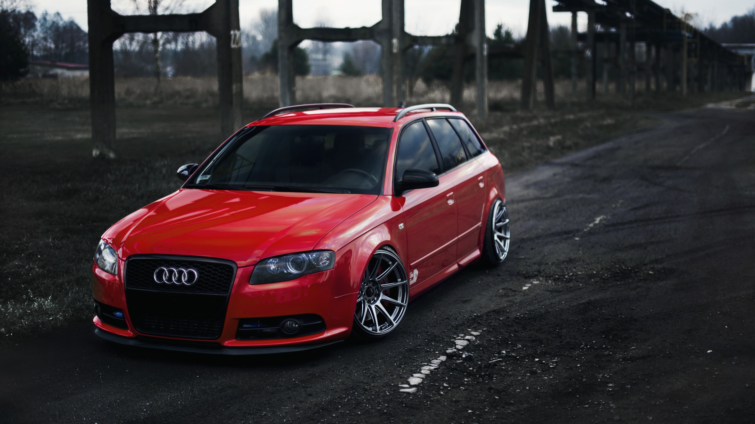 audi, audi a4, avant, red, road, wagon