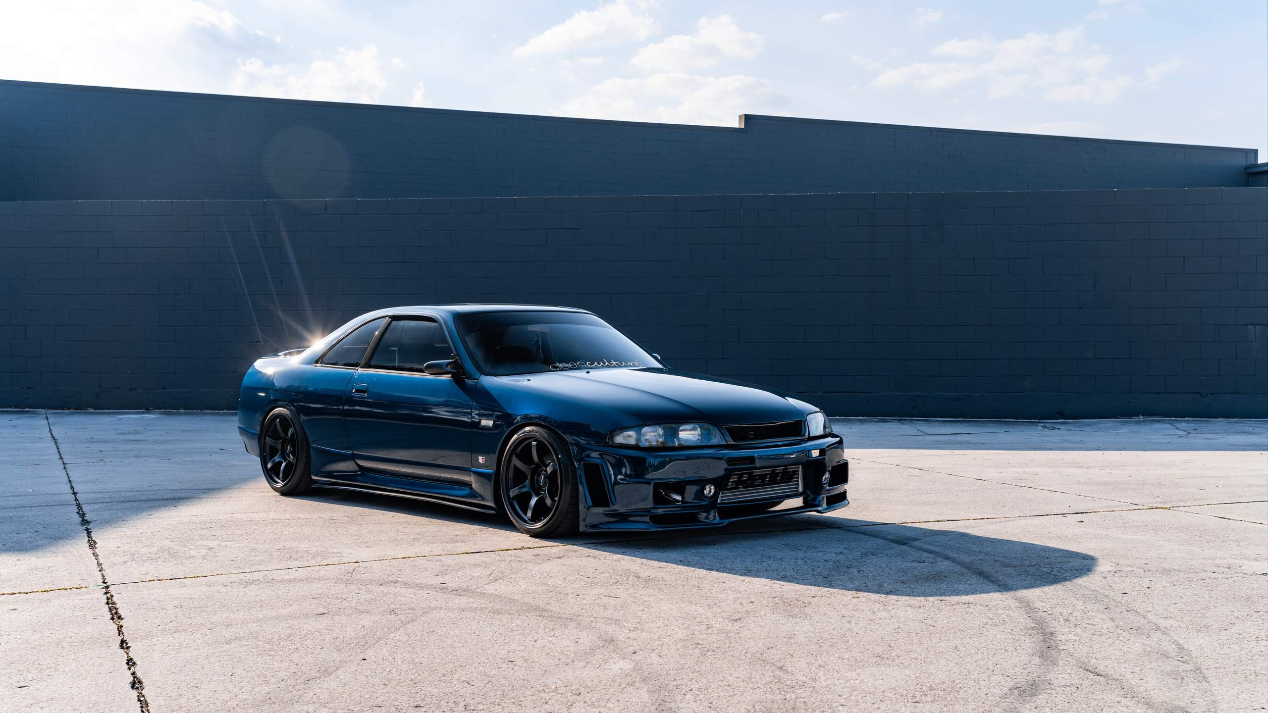 nissan, nissan skyline, skyline, r33, blue, stance