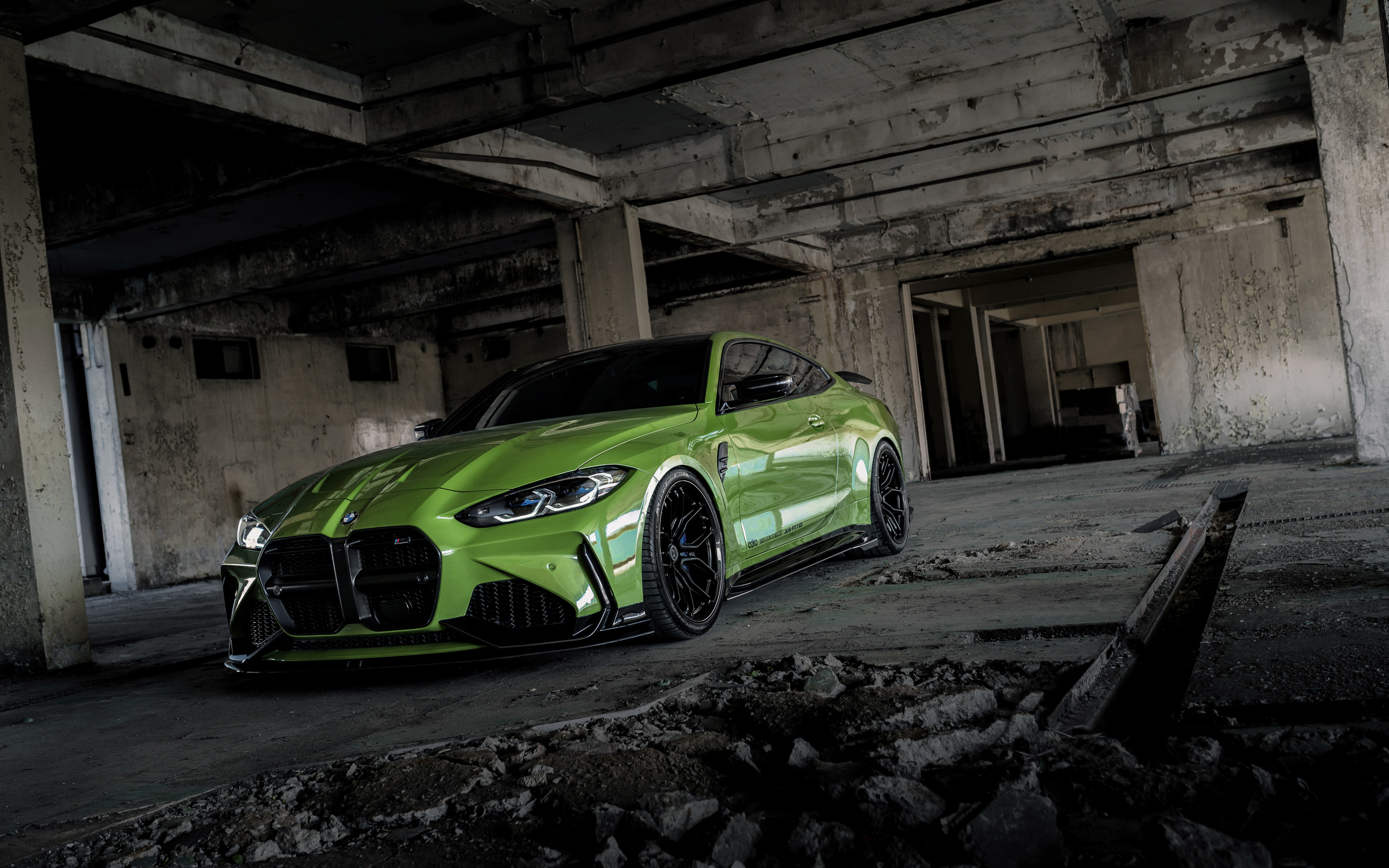 bmw, bmw m4, coupe, adro, green, sportcar, building