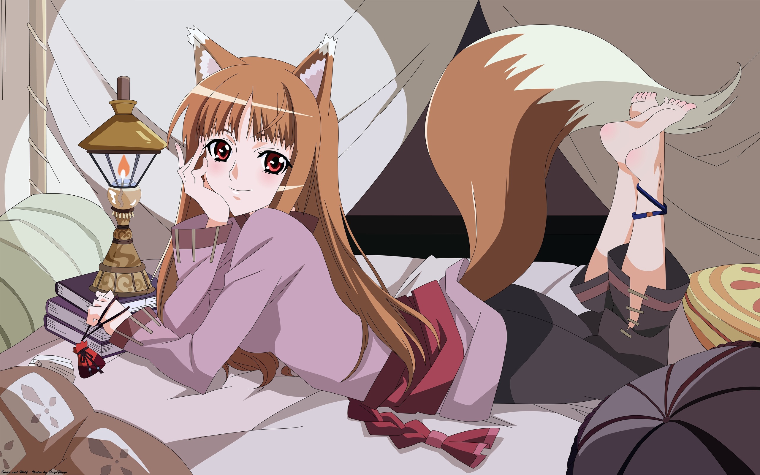 spice and wolf, anime, holo, brown hair