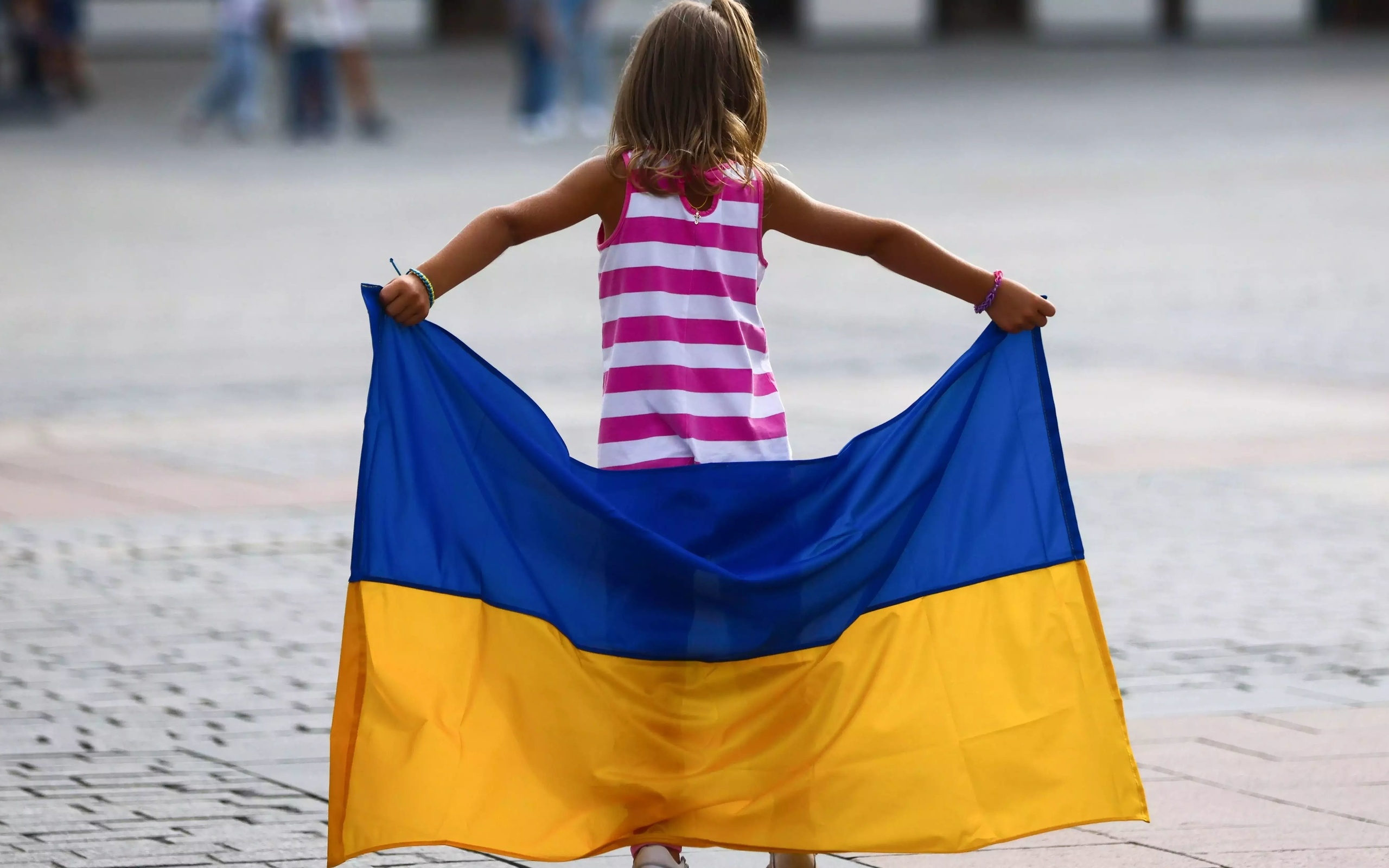 independence day of ukraine, ukrainian flag, krakow, poland