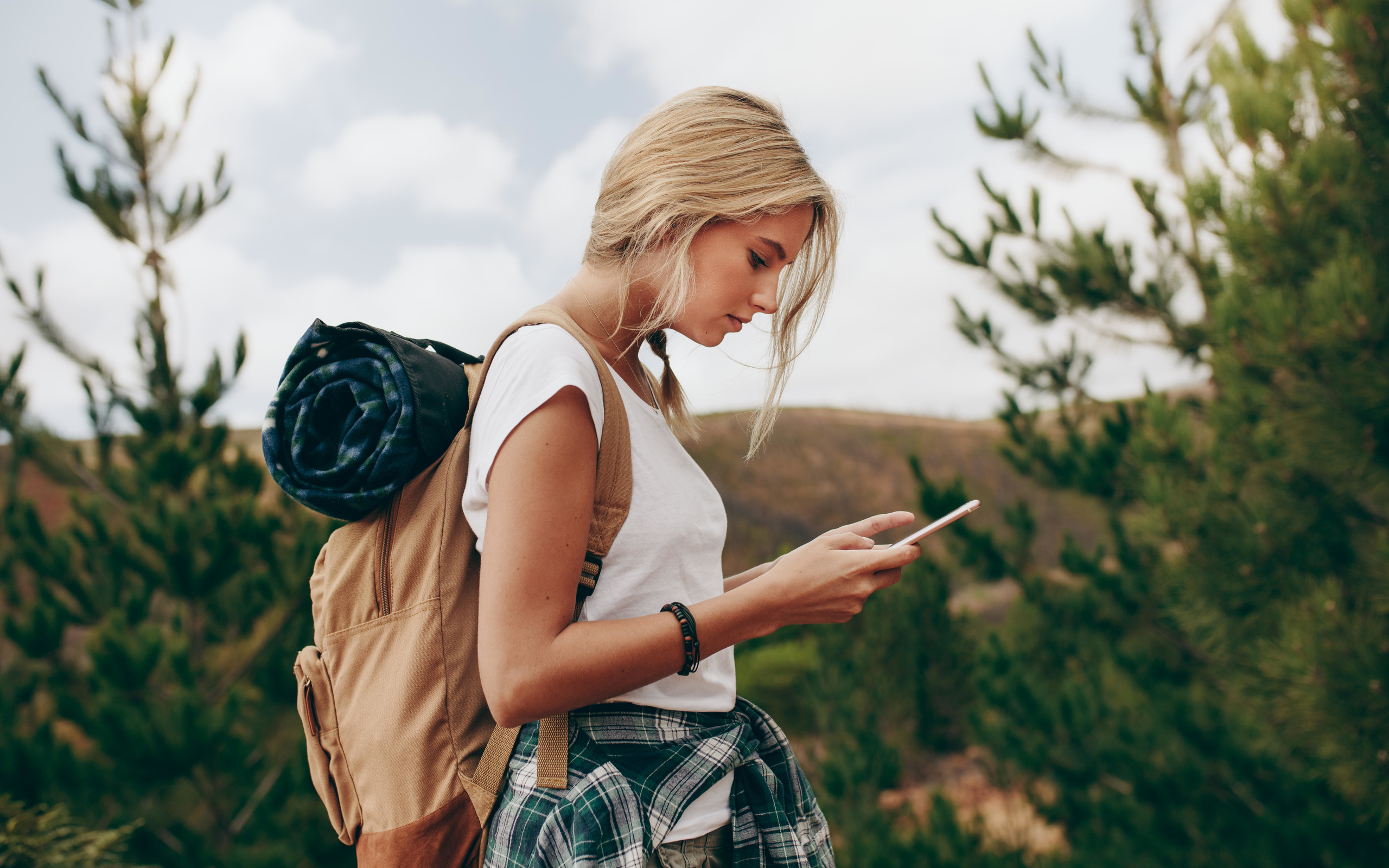 nature, woman, travell, mobile phone