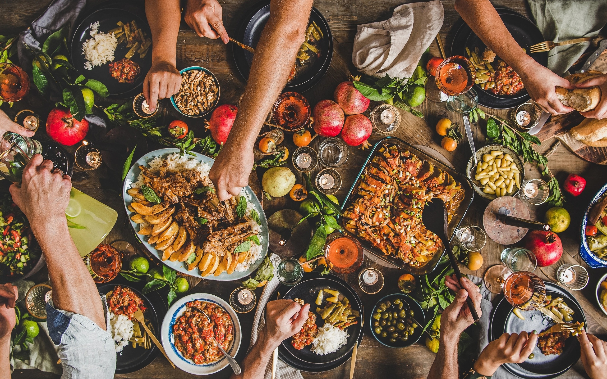 family feast, table, turkish dishes