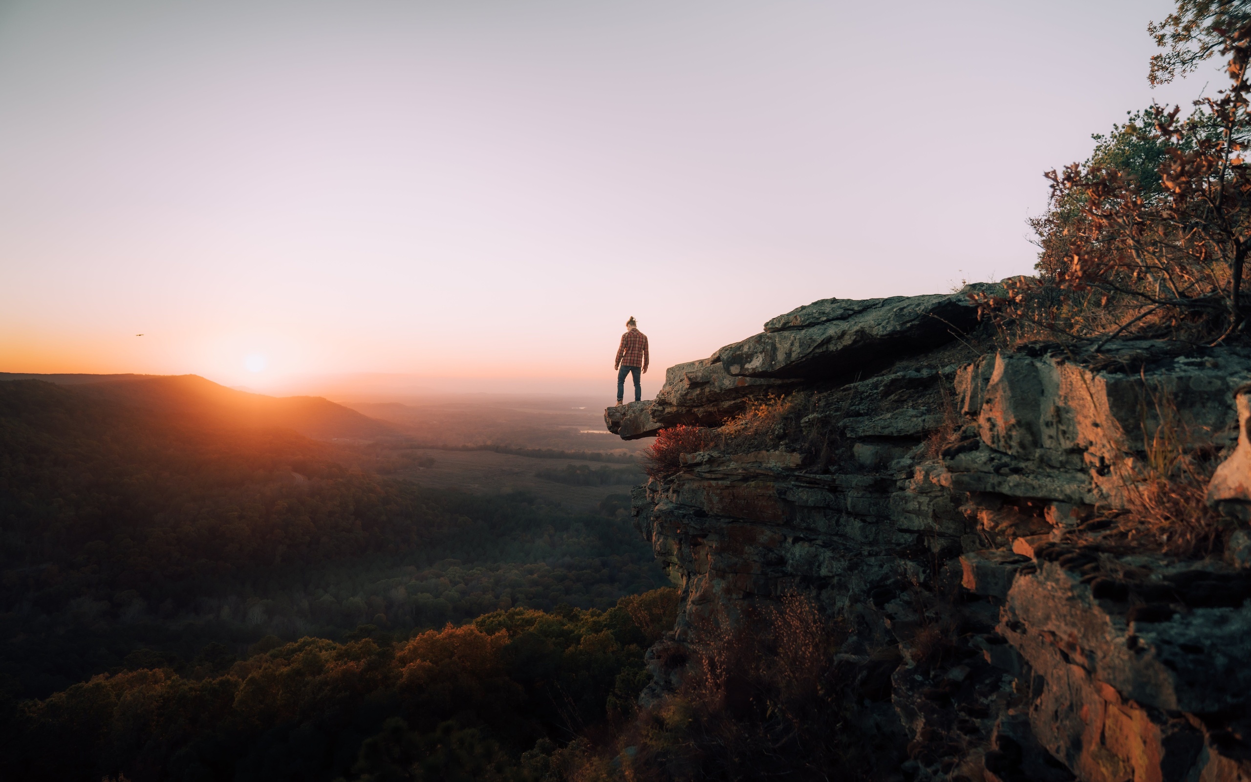 sunset, ancient rocks, pinnacle mountain state park, arkansas