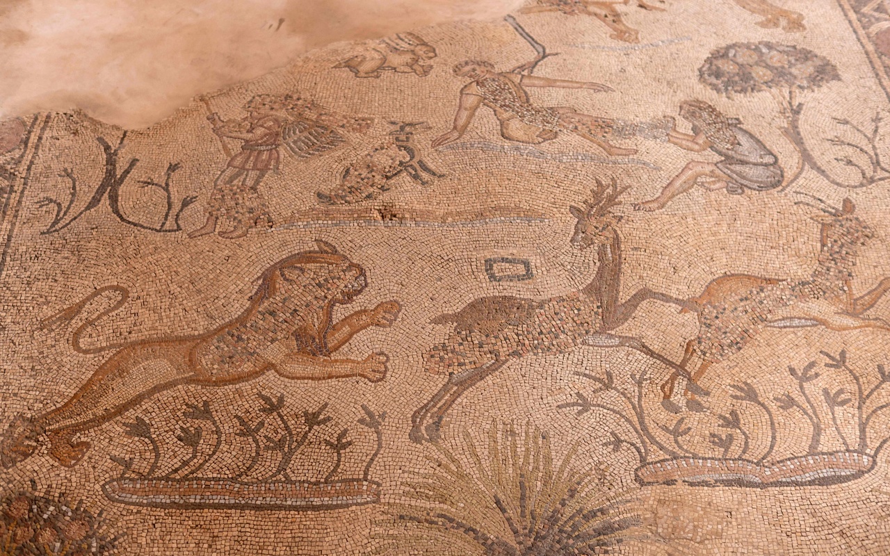 mosaic floor, byzantine church, jabalia, northern gaza strip