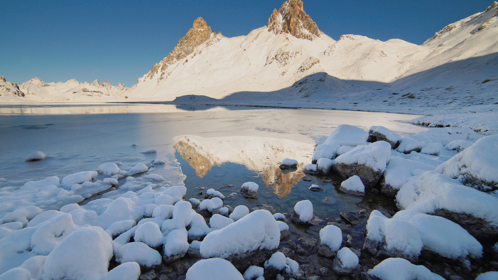 , , , , , , lake, mountains, snow, stones, winter, landscape