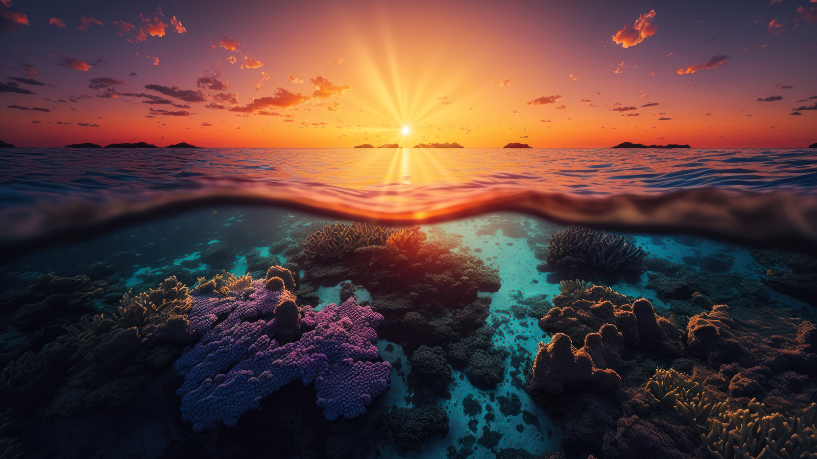 , ,  ,  ,  , , , ocean, sunset, underwater, seascape, coral reef, art, beautiful