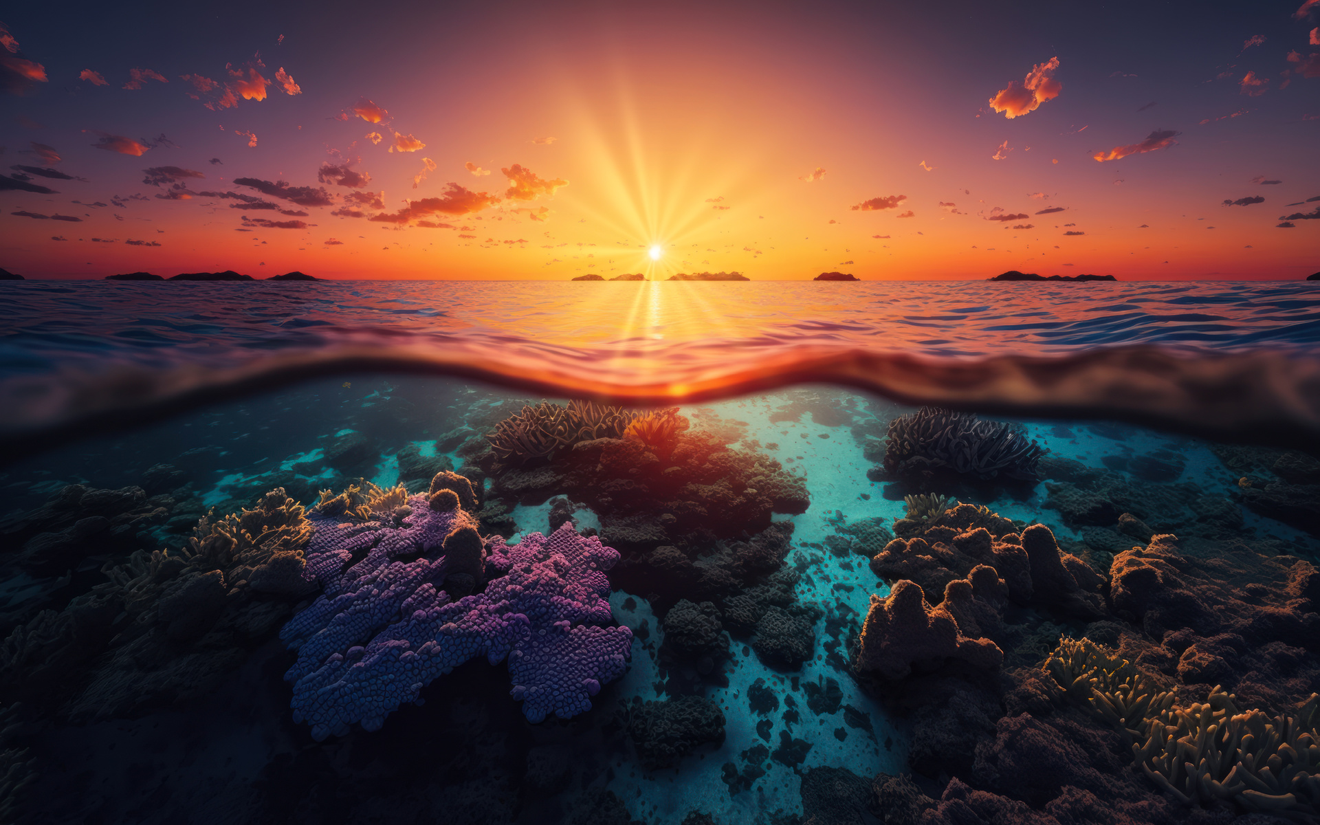 , ,  ,  ,  , , , ocean, sunset, underwater, seascape, coral reef, art, beautiful