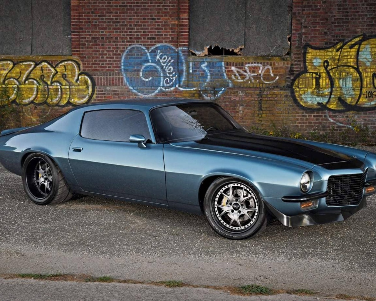 camaro, blue, gm, classic, 1971, bowtie, muscle