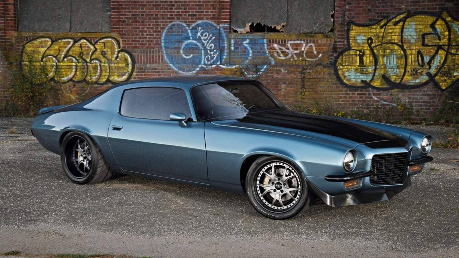 camaro, blue, gm, classic, 1971, bowtie, muscle