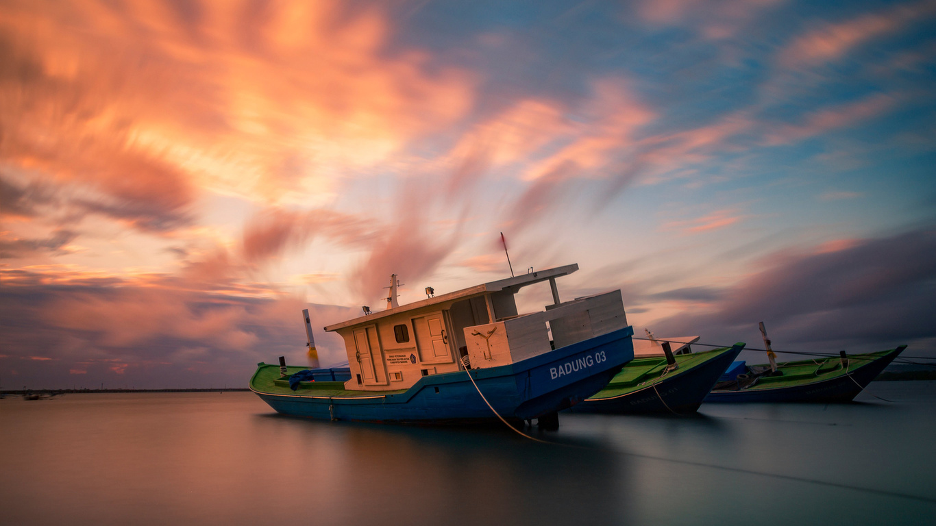 sea, boat, nature, clouds, sky