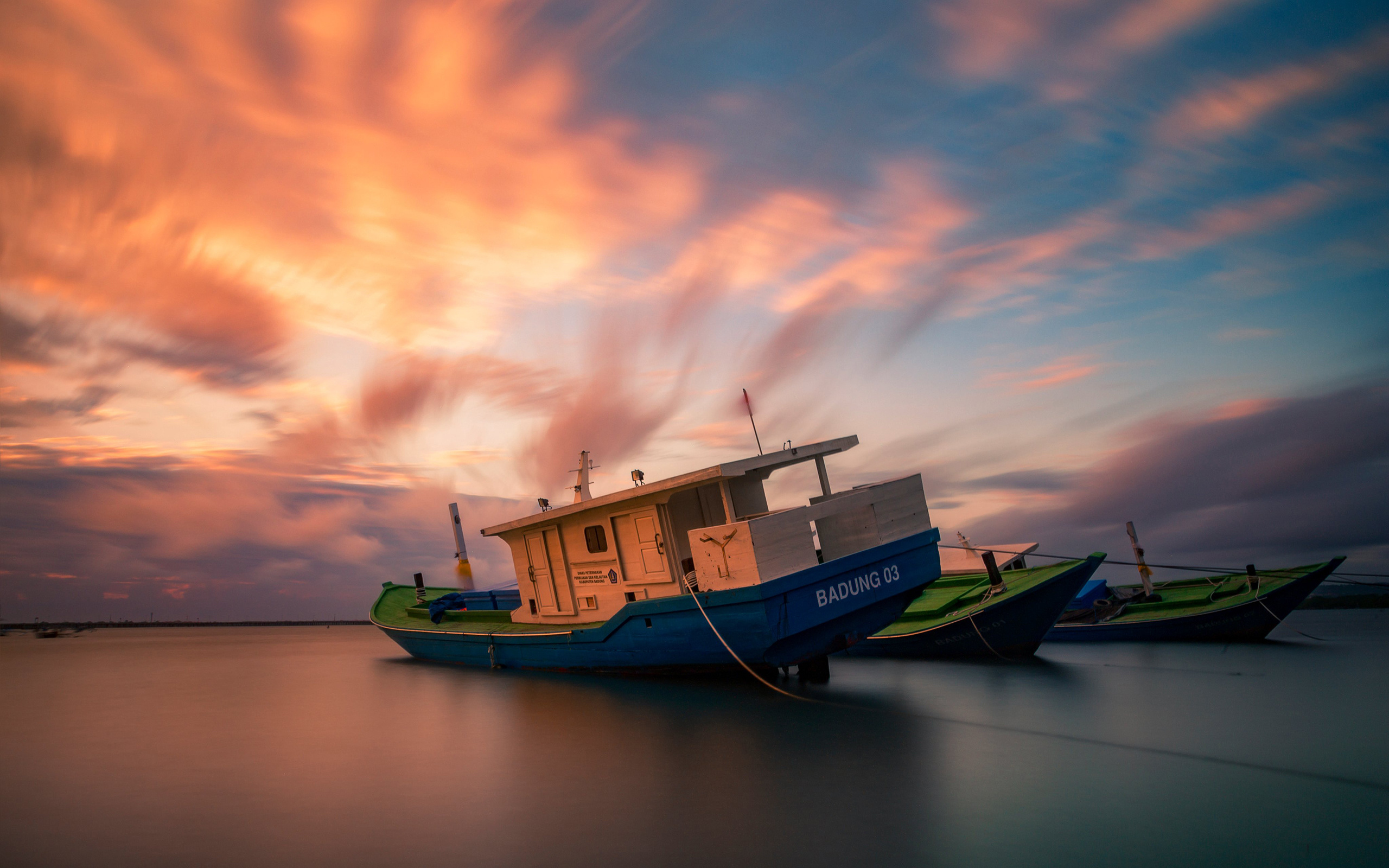 sea, boat, nature, clouds, sky