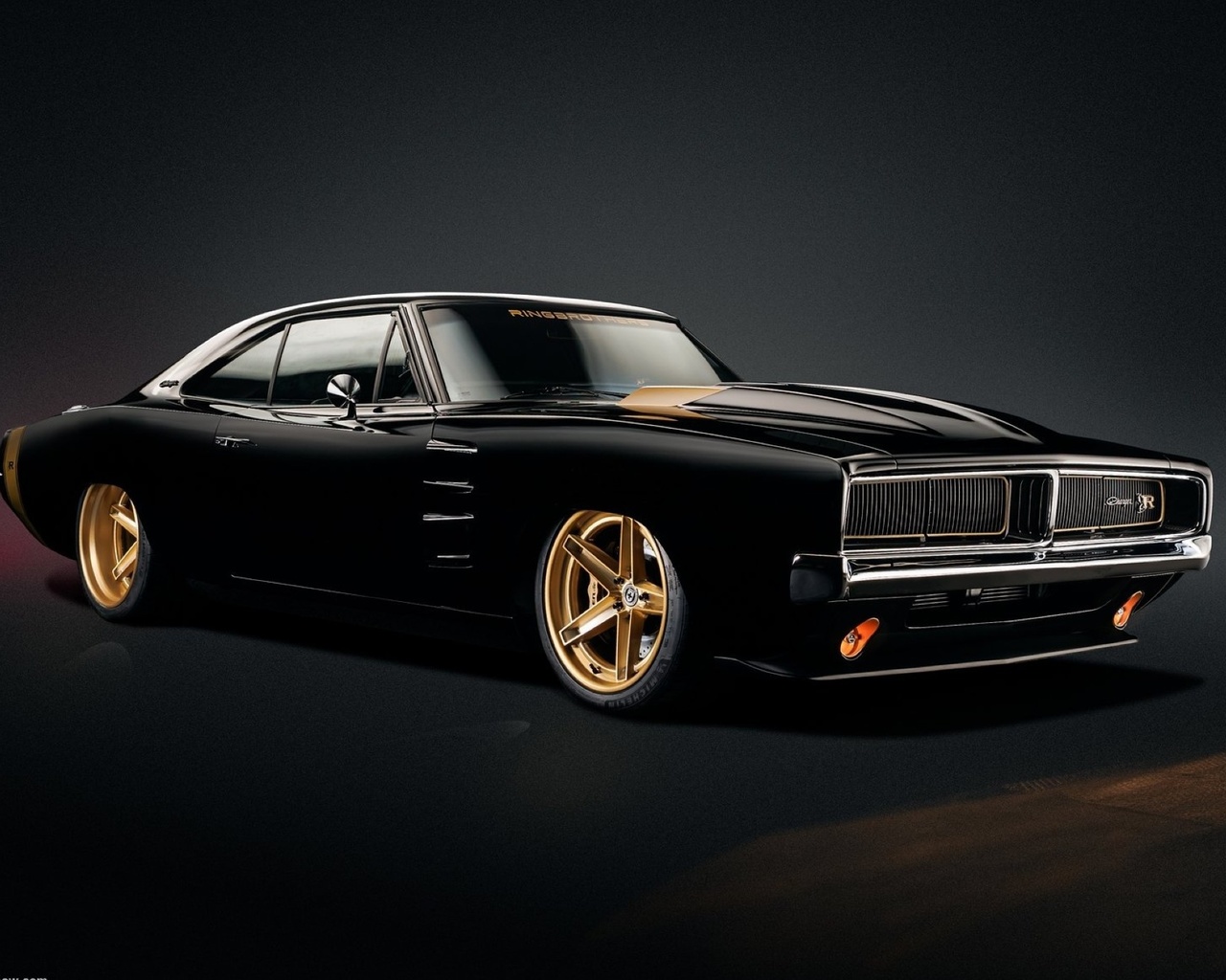 black, mopar, black, muscle, gold rims, gold stripe, 1969 dodge charger