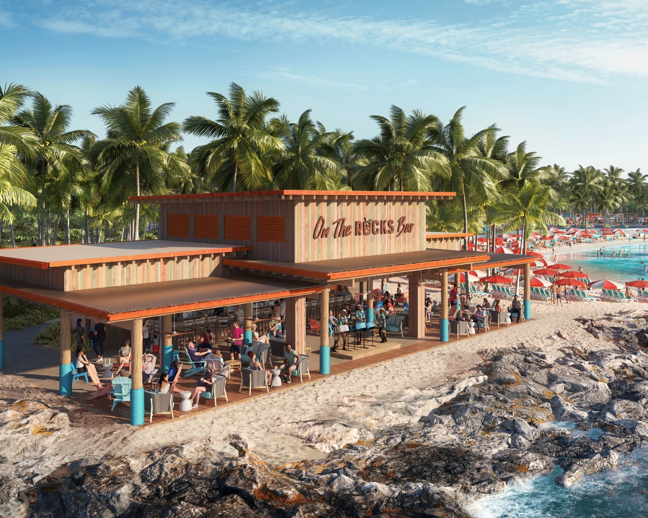 on the rocks bar, coco-cay island, bahamas