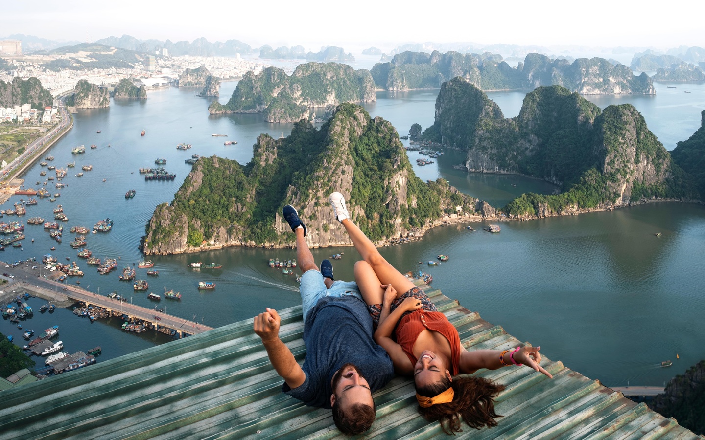 ha long bay, vietnam, loving couple