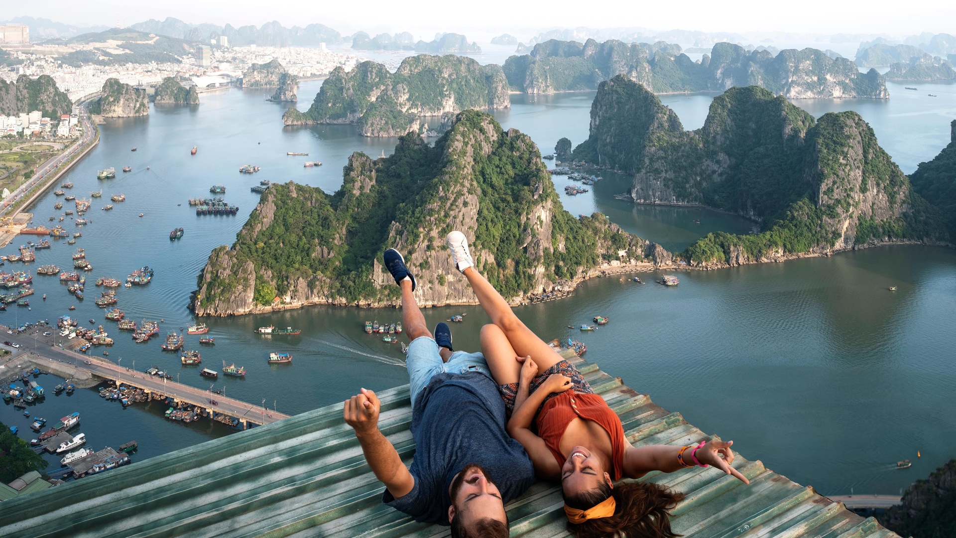 ha long bay, vietnam, loving couple