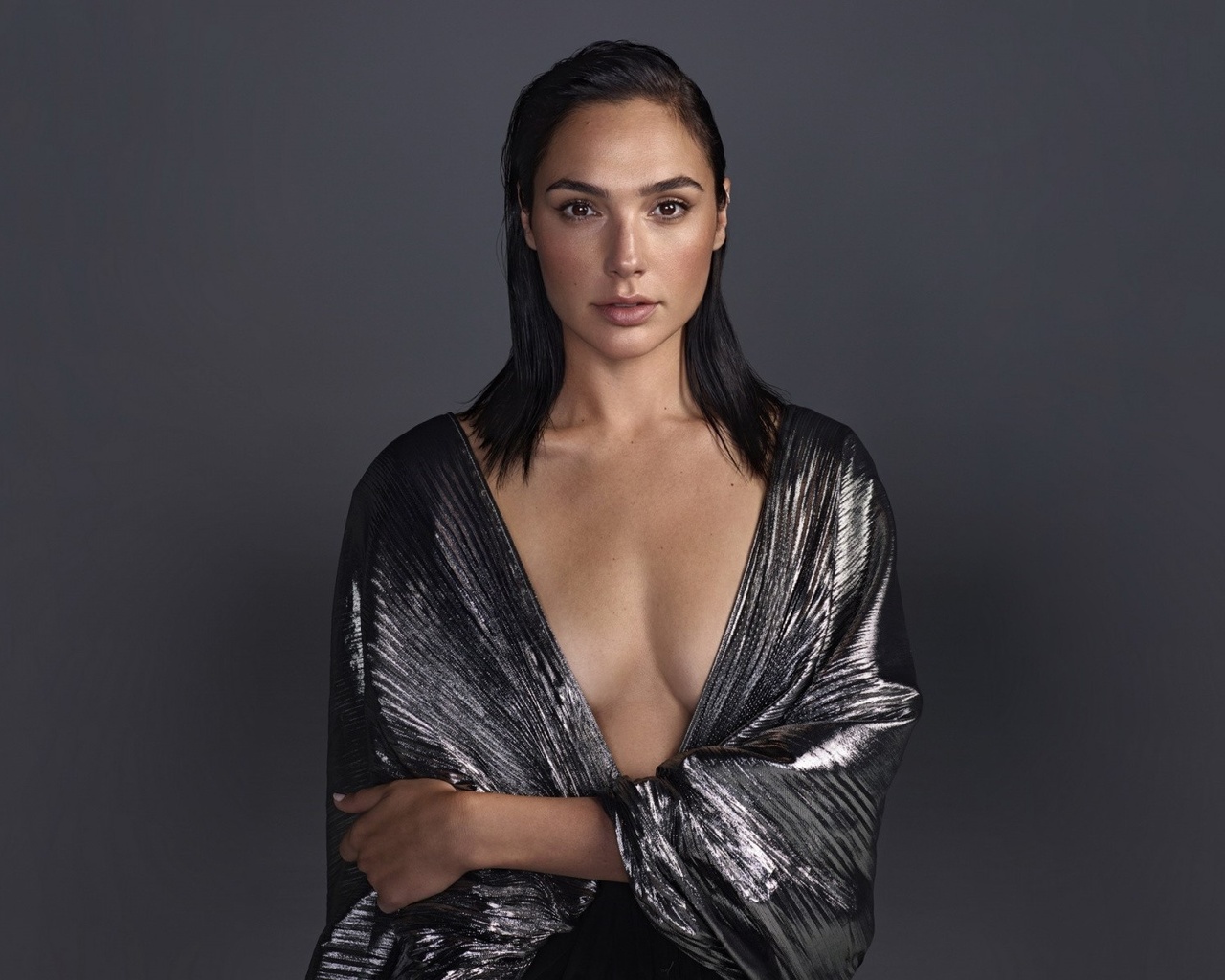 gal gadot, actress, brunette, robe, cleavage, pose