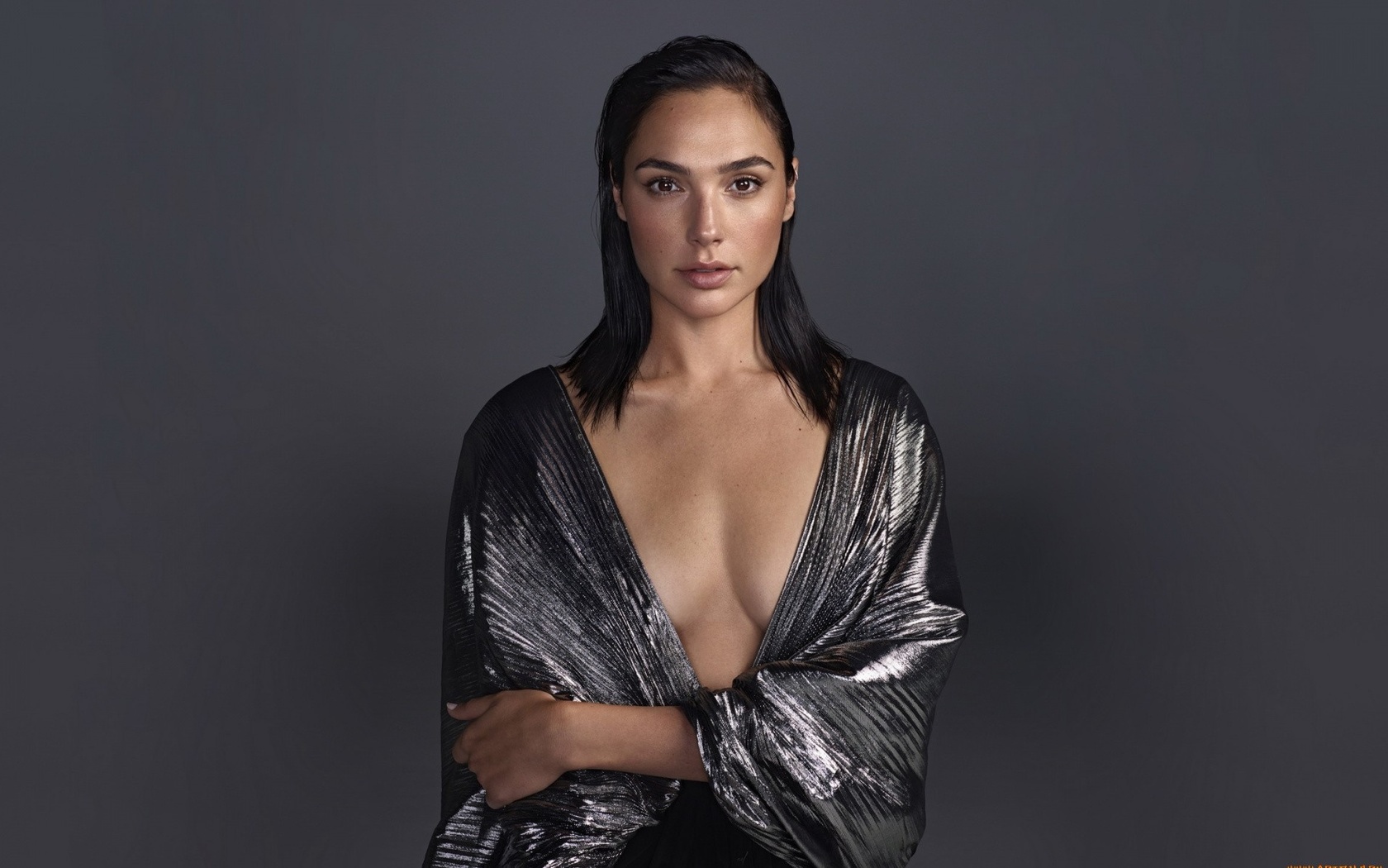 gal gadot, actress, brunette, robe, cleavage, pose