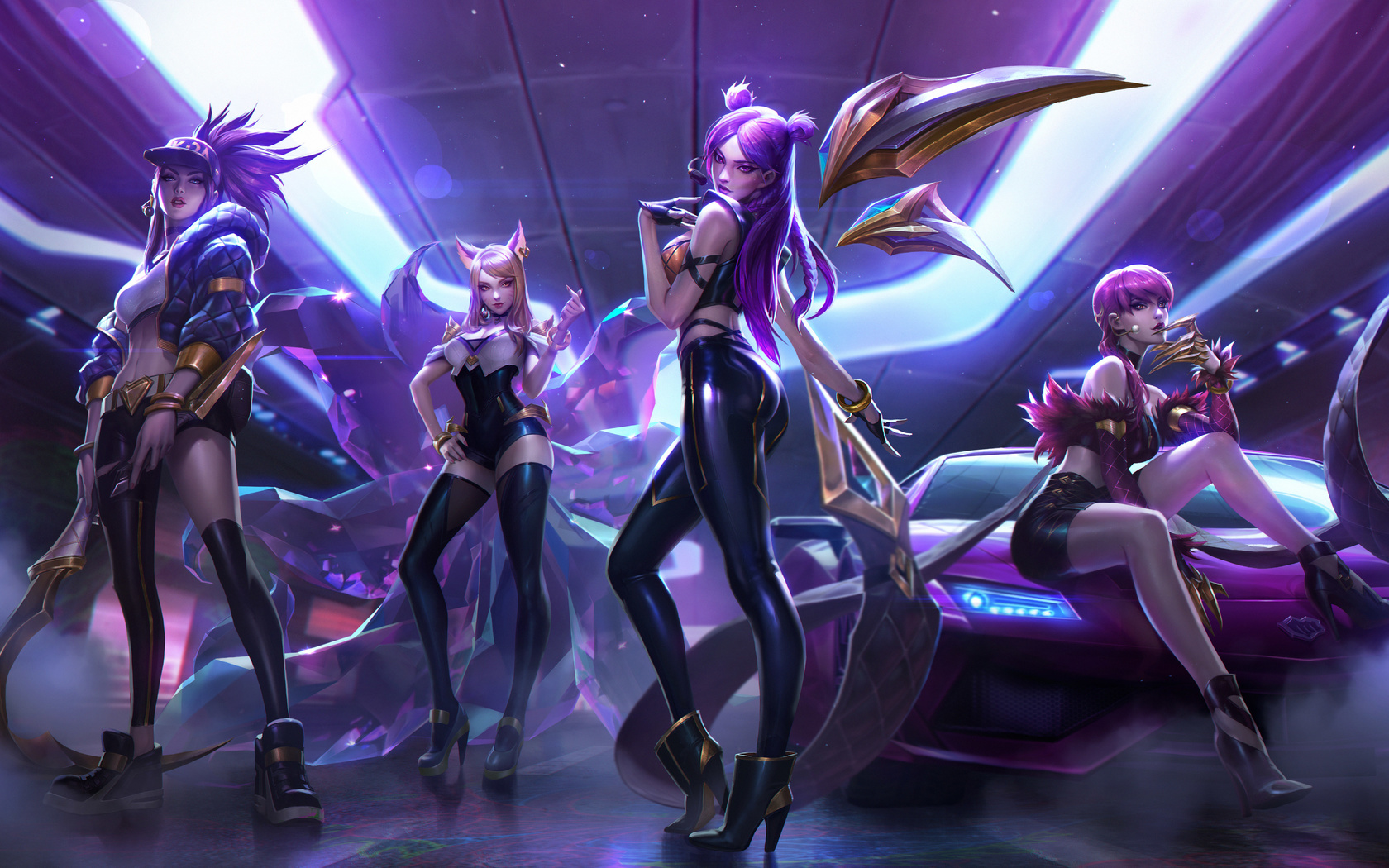 kda, ahri, akali, evelynn, kaisa, league of legends, video game