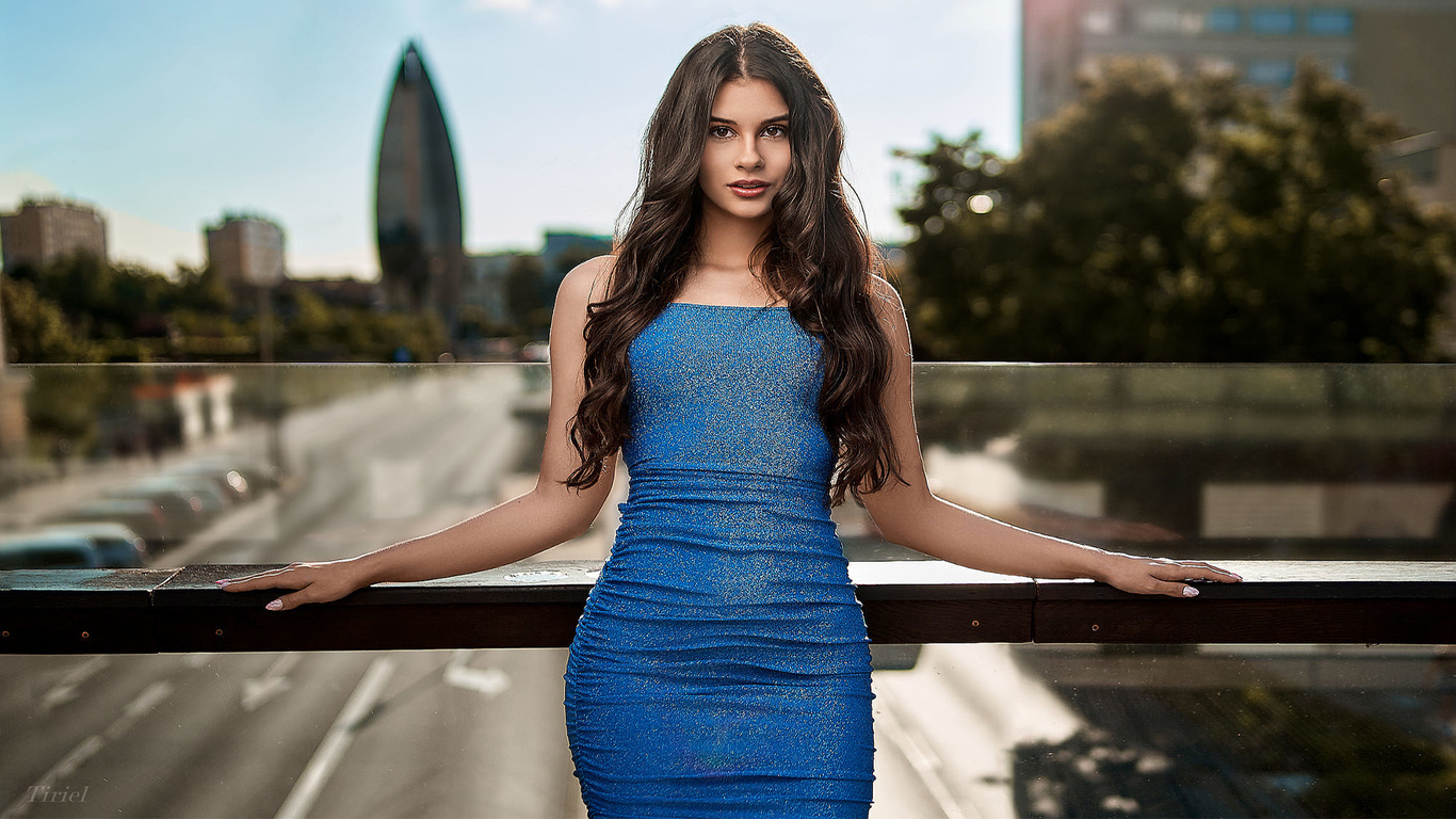 mulher, vestido, linda, pose