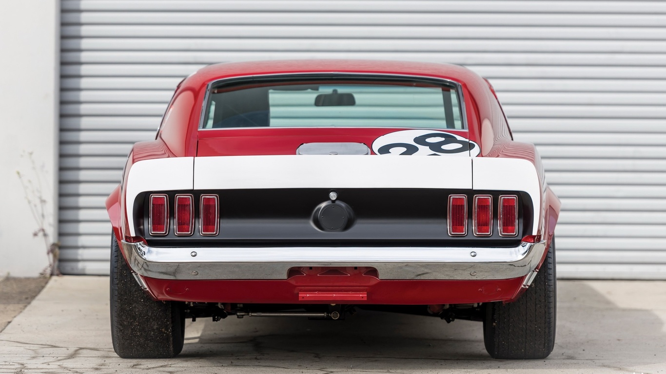 ford mustang boss 302, ford mustang, rear view, two tone, outdoors, muscle cars, ford, car, vehicle