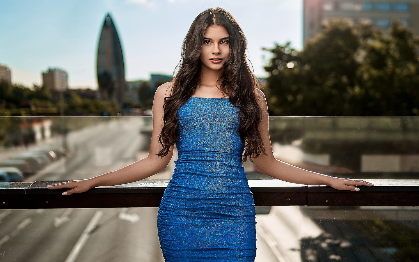 mulher, vestido, linda, pose