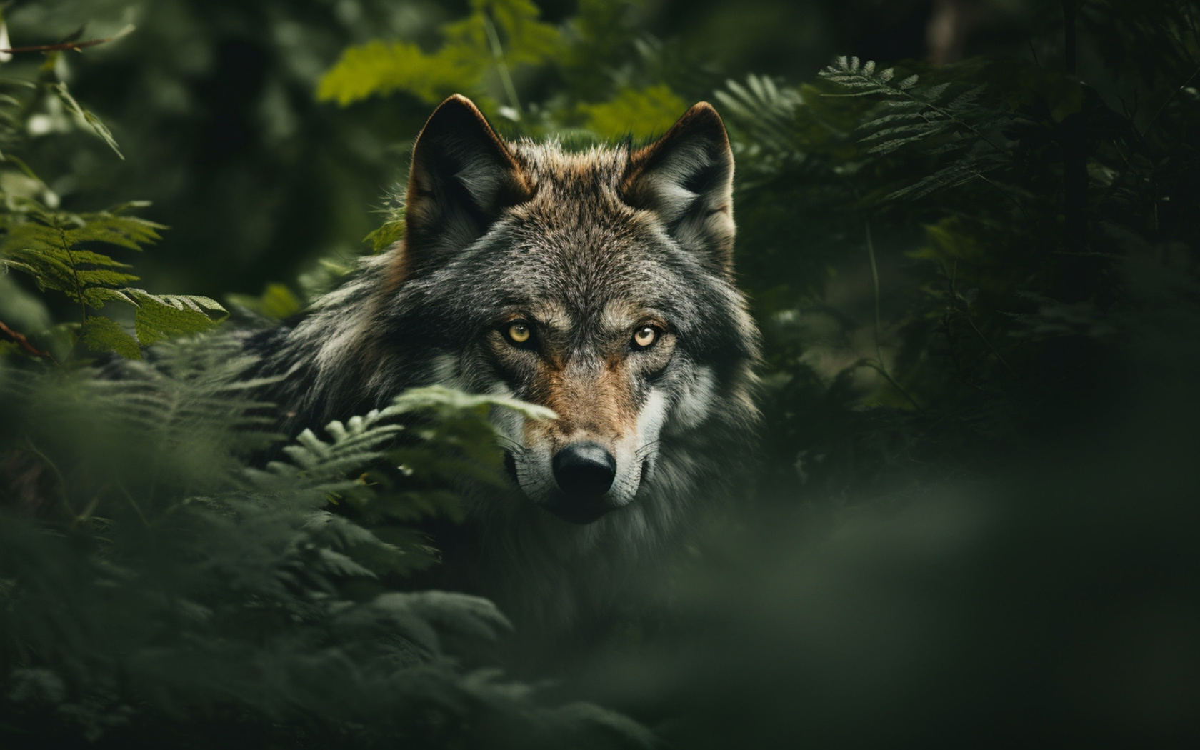 wolf, trees, animal, pose, eyes