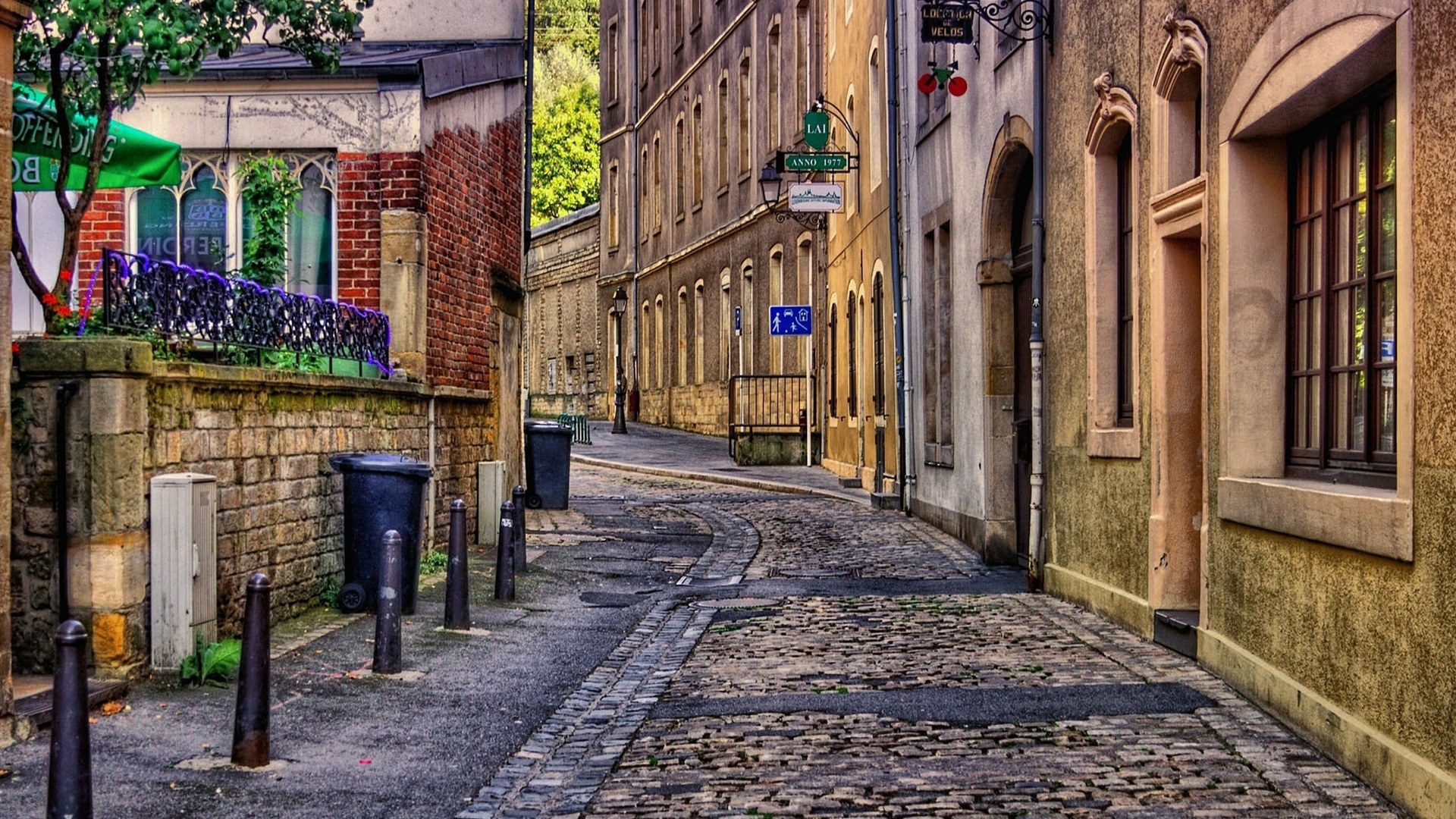 rua de pedras, noite, paisagem