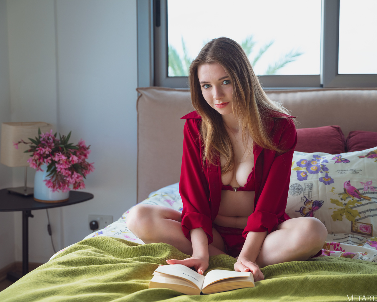 beauty, beloved, cute, face, flirt, girl, hair, lingerie, love, model, panties, sexy, sultry, tease, woman, joint, shoulder, furniture, leg, window, comfort, knee, textile, thigh, dress, plant, pink, finger, flowerpot, waist, lap, magenta, elbow, long hai