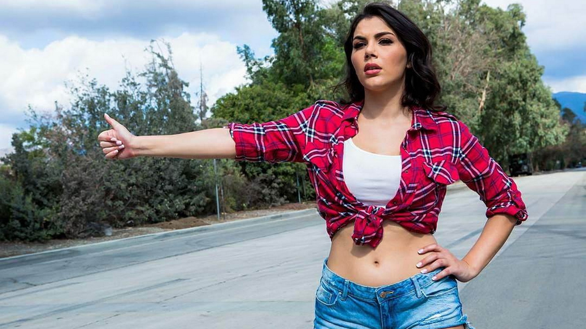 auto, big naturals, big tits, cheating, curvy, cutoffs, hardcore, jean shorts, oral, penetration, plaid, red lips, smile, tanktop, thesexbomb, truck, underbun, valentina nappi